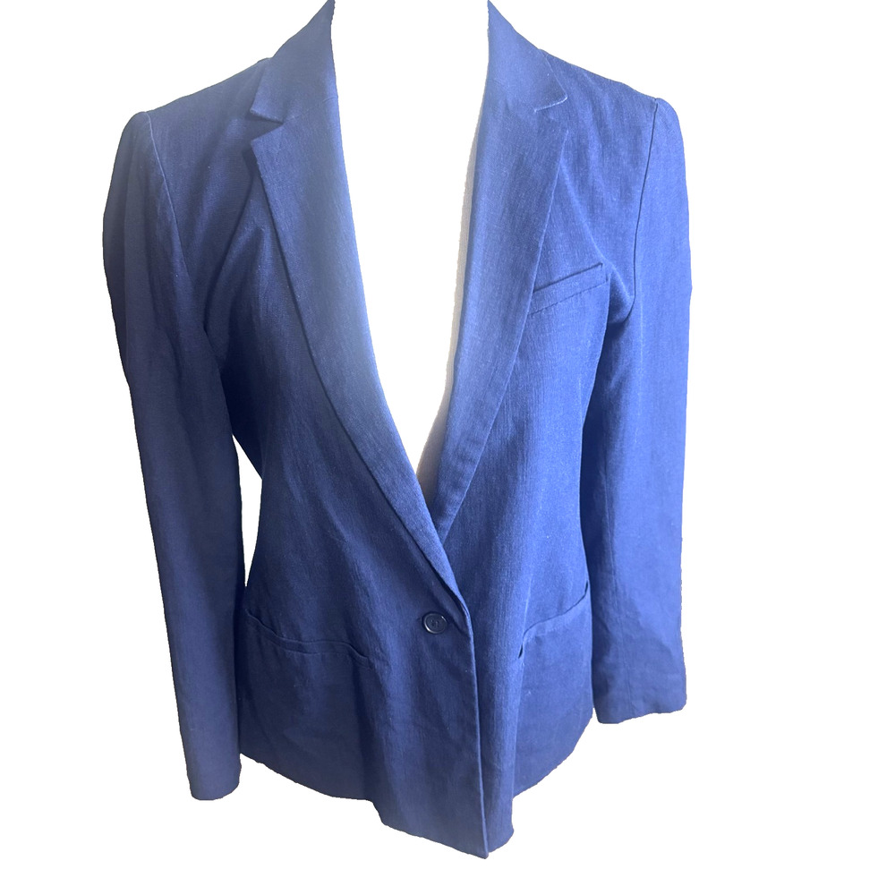 Gap Women's Linen Cotton Classic Blazer Size 8 Navy Blue perfect classic preppy